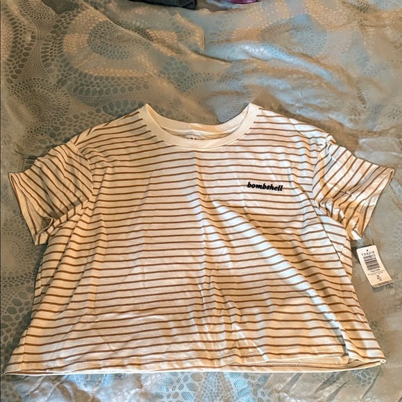 Torrid Cream and Black Striped Kids Tee - Picture 1 of 3